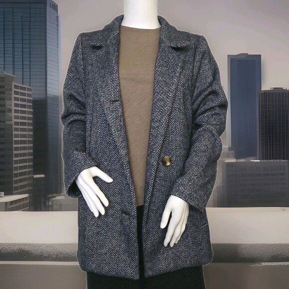 Soft-Brushed Herringbone Car Coat Women’s S Lined Relaxed Old Navy - Picture 12 of 12